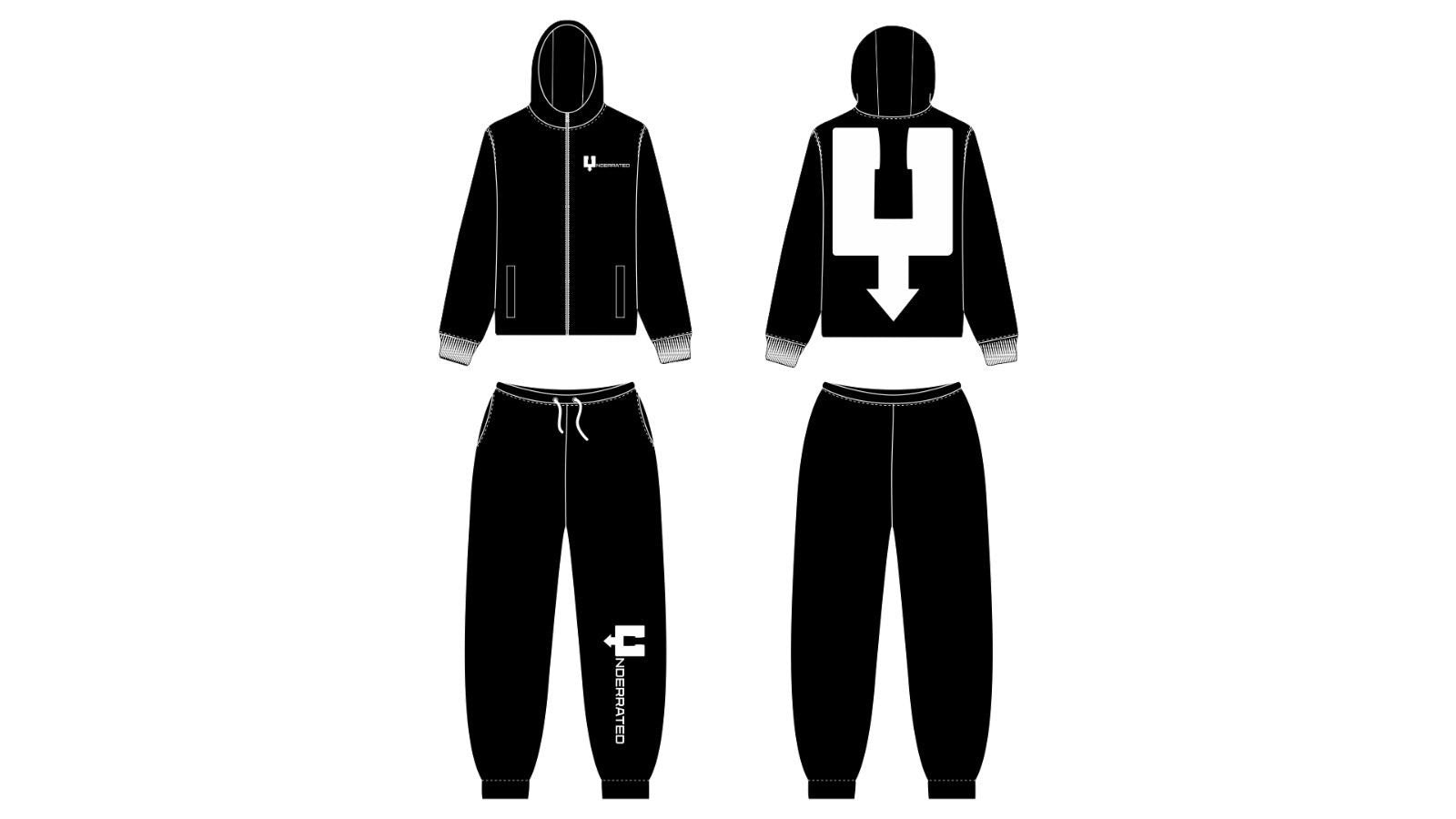 Underrated Windbreaker Set-Black (Unisex)