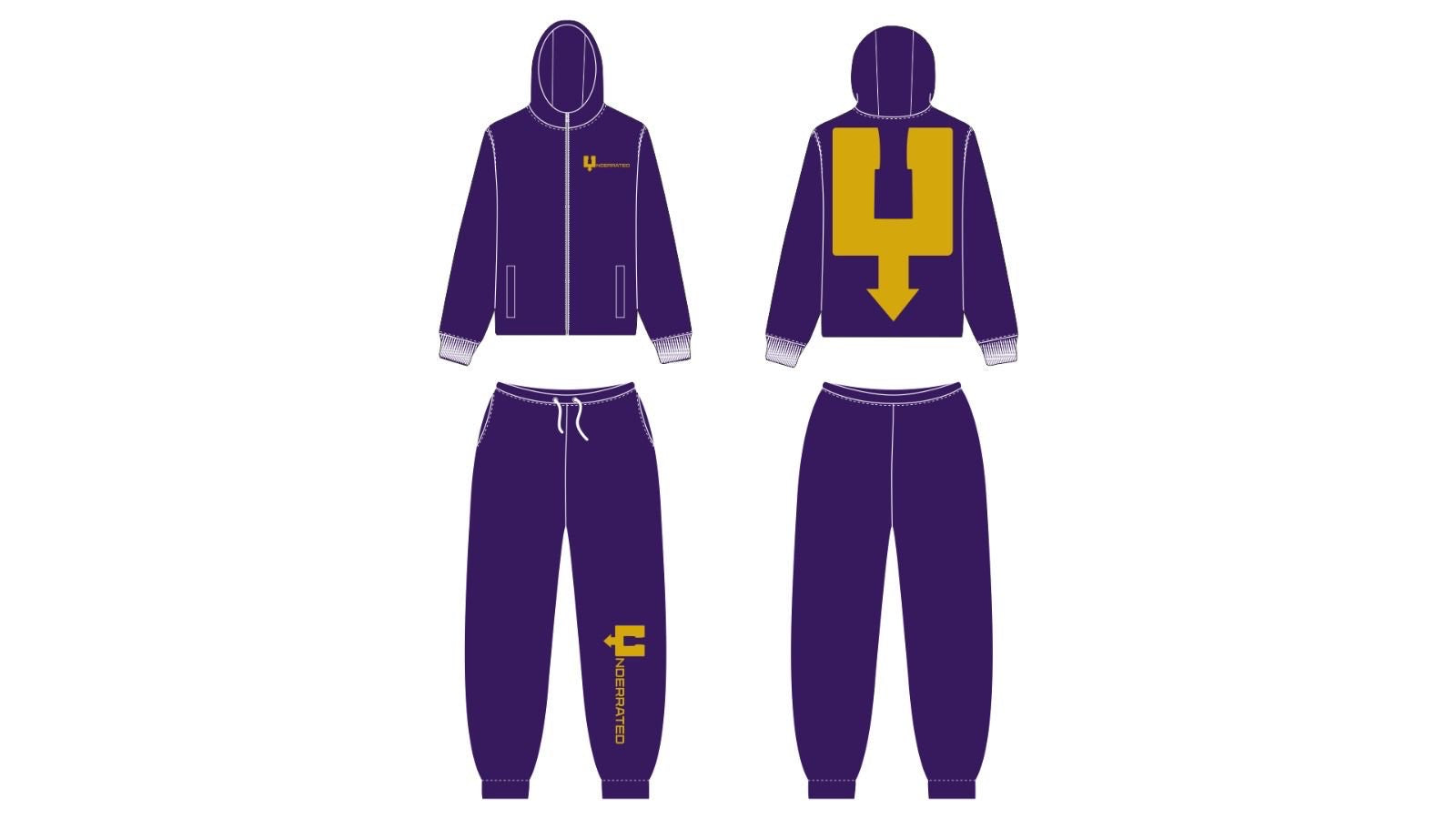 Underrated Windbreaker Set-Royal Purple & Gold (Unisex)